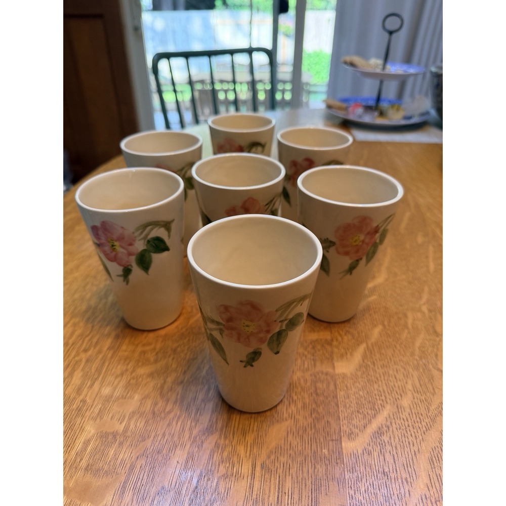 Set Of 7 Franciscan Desert Rose Ceramic 5.25" Tumblers MINT